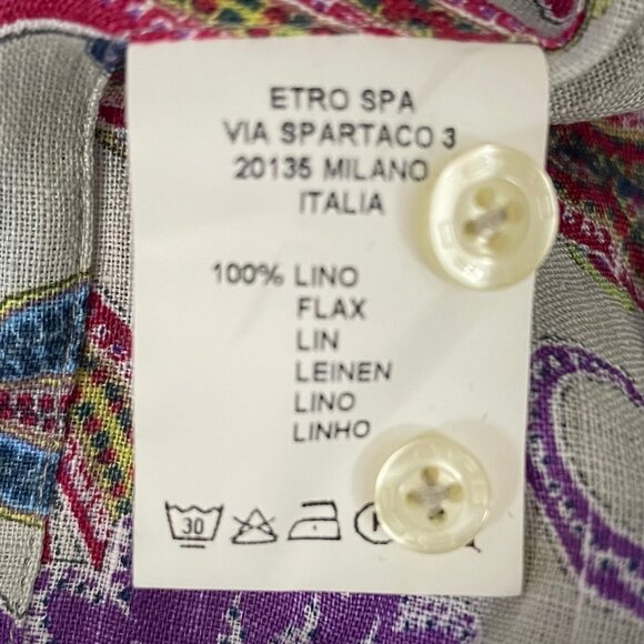 Etro Women's 100% Linen Paisley Button-Up Shirt - Made in Italy (Size 42) - Picture 3 of 4